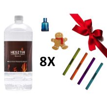 HESZTIA Bioetanol 1,0 L 4db Mézeskalács + 4db Havas kasmír - Ajándék színes gyújtópálcával 