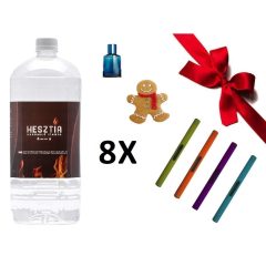  HESZTIA Bioetanol 1,0 L 4db Mézeskalács + 4db Havas kasmír - Ajándék színes gyújtópálcával 