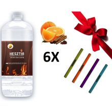 HESZTIA Bioetanol 1,9 L Narancs-Fahéj - 6db - Ajándék színes gyújtópálcával 