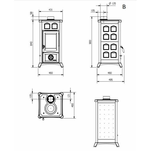 La Nordica GEMMA LEAN PETRA fatüzelésű kályha (6,5 kW)