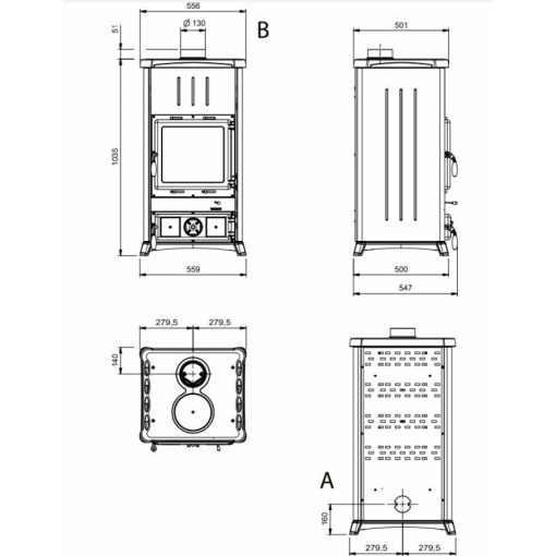 LA NORDICA FEDORA - STEEL ANTHRACITE BLACK KÁLYHA