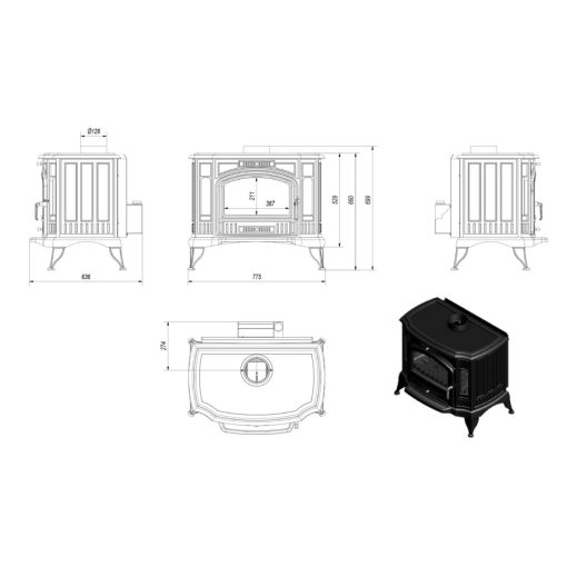 KRATKI KOZA K9 150 KÁLYHA TURBOFAN RENDSZERREL