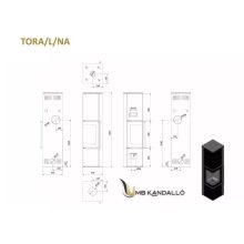 KRATKI TORA L KÁLYHA ÜVEGLAP BURKOLATTAL