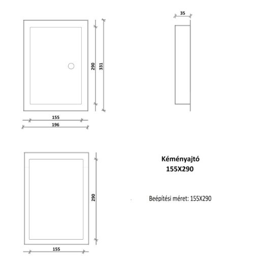 KÉMÉNYAJTÓ FEHÉR ALAPOZÓVAL KEZELVE 155x290 mm